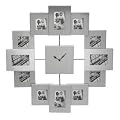 Multi-Photo Frame Clock (Holds 12 photographs, Silver colour)