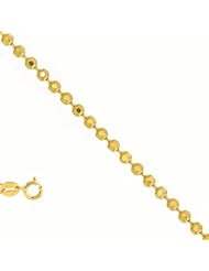 14k Solid Yellow Gold 1 mm (3/64 Inch) Diamond-Cut Bead Chain 16" w/ Spring Ring Clasp