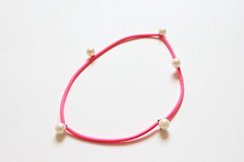 CCrytal 5pcs Five pearl beaded hair ring Hair Rope Hairband Hair Accessories Hair Tie Hair Circle Beautiful Rubber Band Hair Maker Headdress Hair Decoration (Rose red)