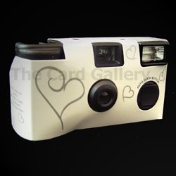 Ivory with Silver Hearts Single Use Disposable Wedding Cameras - 27 exposures with flash - Sold Singularly