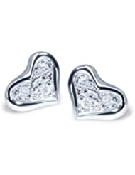 Alex Woo "Little Vegas" Diamond and 14k White Gold Heart Stud Earrings