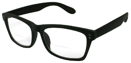 New Wayfarer Style Plastic Reading Glasses with Clear Bifocal Lens 540748TCB