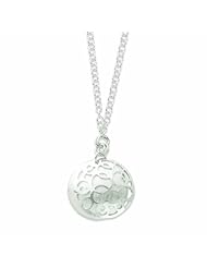 Sterling Silver Polished & Satin Fancy Circle Drop Necklace