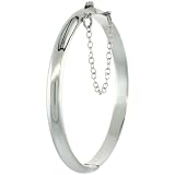Sterling Silver Plain High Polished Junior Size Baby Bangle Bracelet 3/16 in. (5mm) wide