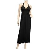 Black O-Ring Accent Low Cut Maxi Plus Size Cocktail Dress