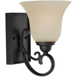 Sea Gull Lighting 41120-814 Del Prato One-Light Wall Sconce, Misted Bronze Finish with Seeded Acid Etch Café Tint Glass