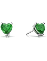 Genuine Emerald 14kt White Gold Stud Earrings