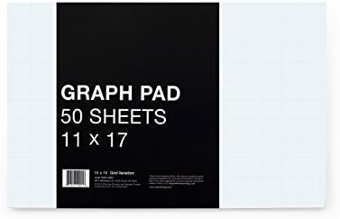VELA 11 x 17 Graph Pad, 50 Sheets (100 Pages), 28lb Premium Heavyweight Paper (10x10 Grid)