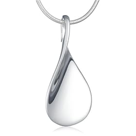 Silver P10362 Teardrop Pendant + Snake Chain 41cm + Extender