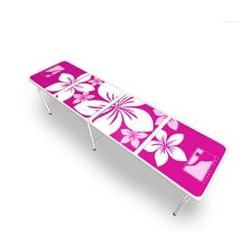 BPONG 8-FT Portable Beer Pong Table - Pink Hawaiian
