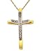 14k Gold & Sterling Silver Diamond Accent Cross Pendant