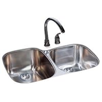 Kindred UC2132/90K/E 21-by-32-Inch Undermount Double Bowl Kitchen Sink, Silk