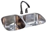 Kindred UC2132/90K/E 21-by-32-Inch Undermount Double Bowl Kitchen Sink, Silk