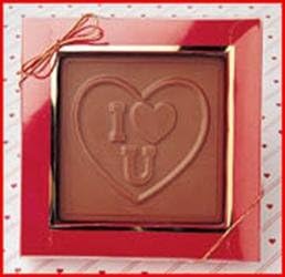 Christmas gift, love you squared , Solid Milk Chocolate, I Love U Square, plaque