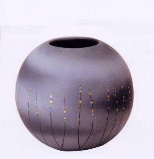 信楽焼　星の花　丸　花瓶　6.5号　　6052-03