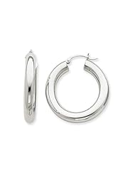 5mm, 14K White Gold Classic Hoop Earrings, 30mm (1 1/8")