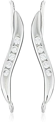 Sterling Silver Cubic Zirconia Channel Set Whisper Earrings