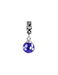SilveRado (tm) MMD011 Murano Glass Dangle Ball Dare to Dream Bead / Charm