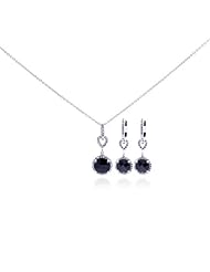 Nickel Free Sterling Silver Pendant & Earring Sets CZ Hanging Set