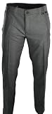 Mens Slim Fit Trousers Silver Grey Black Design Smart Italian Styling