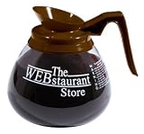 WEBstaurant Store Logo Glass Coffee Decanter with Brown Handle