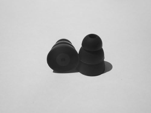 4 Pair, Triple Flange Tip - Lostearbuds Brand Replacement Ear Cushions Made to Fit Models Requiring a (2mm Through a 2.75mm) Attachment Diameter. Black, Large