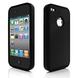 Iphone 4 Case Protective Case. Iphone 4 Soft Durable Silicon Unique Circle Pattern Super Grip Hyper Black Iphone 4 Accessories Stabilizes Signal on Internal Antenna