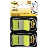 Post-it Flags, 1, Bright Green, 50/Dispenser, 2 Dispensers/Pack MMM680BG2