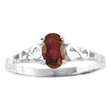 Sterling Silver 6 x 4 MM Oval Shaped Imitation Garnet Teen's Ring