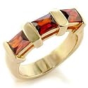 Isady - Andrea - Bague femme - demi-alliance - Plaqu&eacute; Or jaune 585/1000 - Oxyde de zirconium rouge