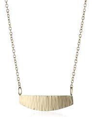 Shaesby "Cypress" 14k Yellow Gold Textured Rectangle Necklace
