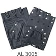 Premium Cowhide Leather Fingerless Gloves W/Stud