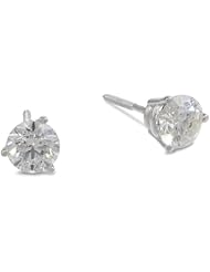 IGI Certified 14k Gold Round-Cut 3-Prong Diamond Studs (1 cttw, I-J color, I1-I2 Clarity)