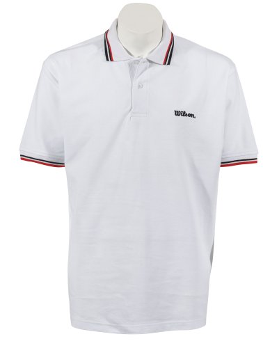 Wilson Herren Tennis Premium Cotton Polo Shirt, wei&szlig;-rot, s Preisvergleich