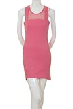 C. Luce Fitted Pieced Sleeveless Netting Yoke Zipper Back Wiggle Dress Peony Pink
