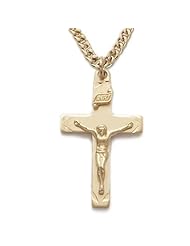 Highest Quality 14K Gold over .925 Sterling Silver Cross Pendant Necklaces in an Engraved Style Design Catholic Jewelry Crucifix Pendant Necklaces Gift Boxed.w/Chain Necklace 20" Length Gift Boxed.