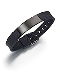 SQBRA Magnetic/Germanium Bracelet Saint Black, 2 SmCo Magnets, 1 Germanium Stone Ge32 (99.999% pure Germanium, black stainless steel faceplate, to fit wrists 15-21 cm, band width 13 mm