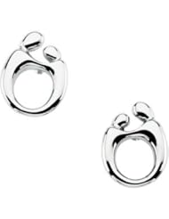 Jewelplus Mother and Child Post Earring 14K White Pair 13.50X10.00 Mm