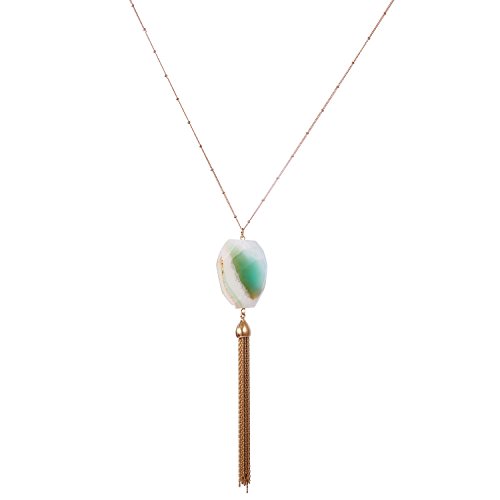 Agate Bohemian Jewelry For Women Mosong Jewels Long Tassel Pendant Necklace