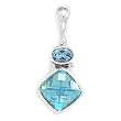 Diamond Shape Caribbean Quartz and Oval Blue Topaz Pendant Diamond Shape Caribbean Quartz and Oval Blue Topaz Pendant