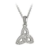Rhodium and Crystal Trinity Knot Pendant Necklace - Made in Ireland