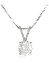 IGI Certified 1/3 Carat Round 4 Prong Diamond Pendant in 14K White Gold w/ 16" chain (I-J Color, I1 Clarity)