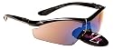 Rayzor Professional Lightweight UV400 Black Sports Wrap Cricket Sunglasses, With a 1 Piece Blue Smoked Anti-Glare Lens