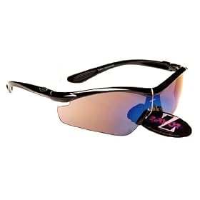 Rayzor Professional Lightweight UV400 Black Sports Wrap Golf Sunglasses, With a 1 Piece Blue Smoked Anti-Glare Lens