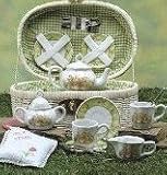 Bunny Tea Set in basket by Delton Fine Collectibles - Large size