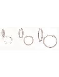 14k White Gold Round CZ Huggie Earrings 16 20 28 MM