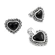 Marcasite/Onyx Heart Set