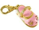 Pink Baby Shoe Locket Charm with Austrian Crystals - It Opens