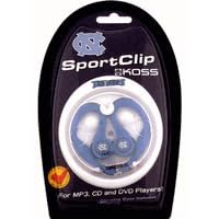 University of North Carolina SportClip Earphones with Wind Up Storage Case for MP3, CD, DVD Players, Blue