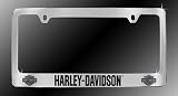 Harley Davidson Chrome Car License Plate Frame - Black Bar & Shield Logo